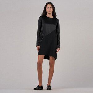 NWT New $395 ATM Black Stretch Silk Long Sleeve Mini Dress Size S